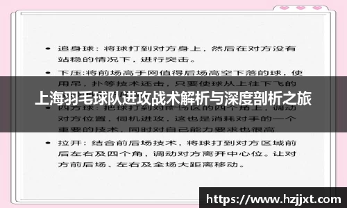 上海羽毛球队进攻战术解析与深度剖析之旅